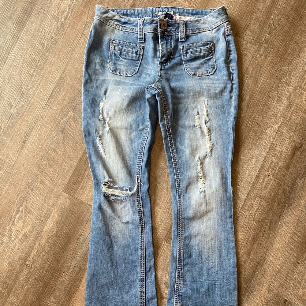 Amethyst Blue Bootcut Distressed Jeans
